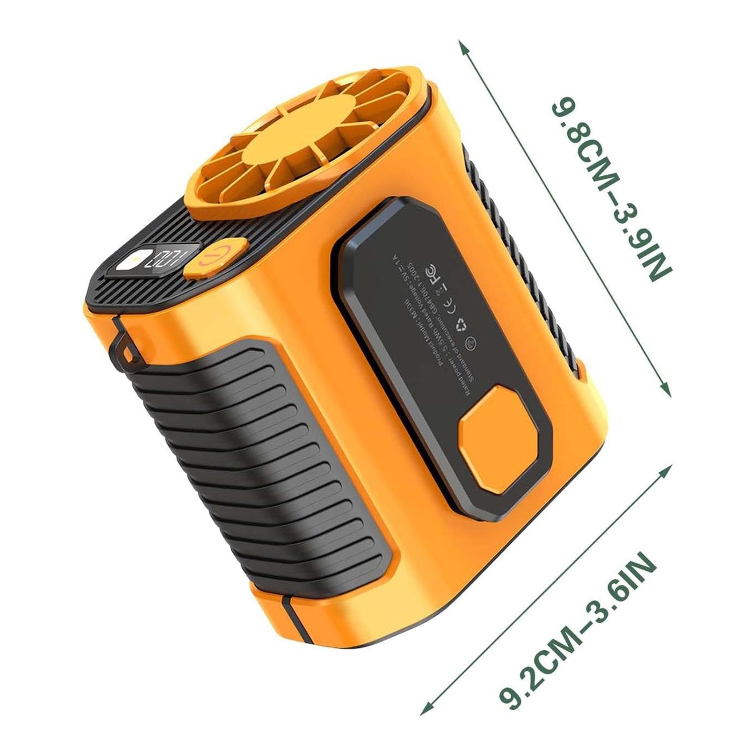 Portable Fan Rechargeable Power Bank Strong Lighting design Hands-Free Wearable Neck & Belt Clip Strong Airflow Intelligent Display For Outdoor Hiking Camping