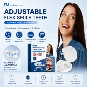 Adjustable Snap-On Smile Teeth, Natural-Looking Temporary Denture for Missing Teeth, Soft Flexible Cosmetic Dental Cover for Smile Enhancement & Tooth Appearance (1 Pair)