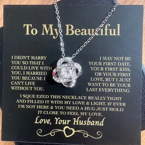To My Beautiful Wife Love Knot Necklace Gift from Husband for Birthday Anniversary Engagement Wedding Ceremony Celebration Holiday Thanksgiving Christmas New Year Mother's day Valentine's Day