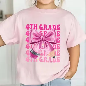 Coquette Bow 4th Grade Youth Shirt – 1st Day of School T-Shirt for Girls, Cute Back to School Tee		