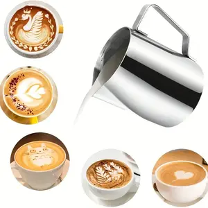 Milk Frothing Pitcher 12Oz/350Ml -  Espresso Steaming Pitcher Stainless Steel Milk Frothing Pitcher Cappuccino Latte Art Coffee Machine Accessories Milk Jug Milk Frother Cup, Silver