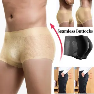 Men's Panties Underwear Padded Fixed thickened sponge pad Shapewear Briefs Back Pads Black M-2XL