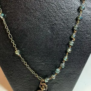 Graved Clock Butterfly Pendant Necklace with Stunning Beads