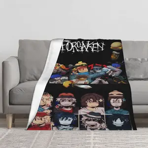 Forsaken Anime-Themed Flannel Blanket - Soft All-Season Throw with Vibrant Character Artwork, Perfect for Home Decor & Christmas Gifts, Contemporary Style, Anime Room Decor