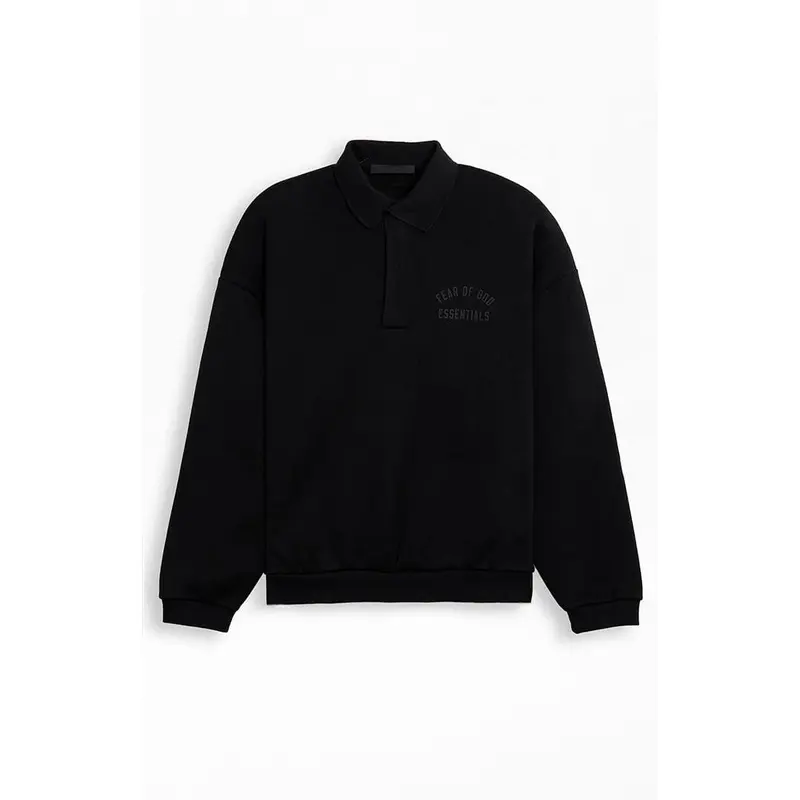 Fear of God ESSENTIALS Men's Black Fleece Polo Sweatshirt