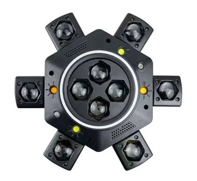 【HOT】6-Arm RGBW Moving Head LED Light - 10 LEDs, Super Bright, Colorful, Adjustable LED, Multi Mode, 0–100% Dimming, Sound Activated, DMX512, Laser, Strobe, Bee-Eye, for Home Party Halloween Decor