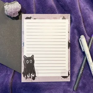 Drippy Void Cat Notepad | Black Cat Stationery, Void Cat To Do List Notepad, Creepy Cute Kawaii Office Supplies, Cat Grocery Planner List notebook college
