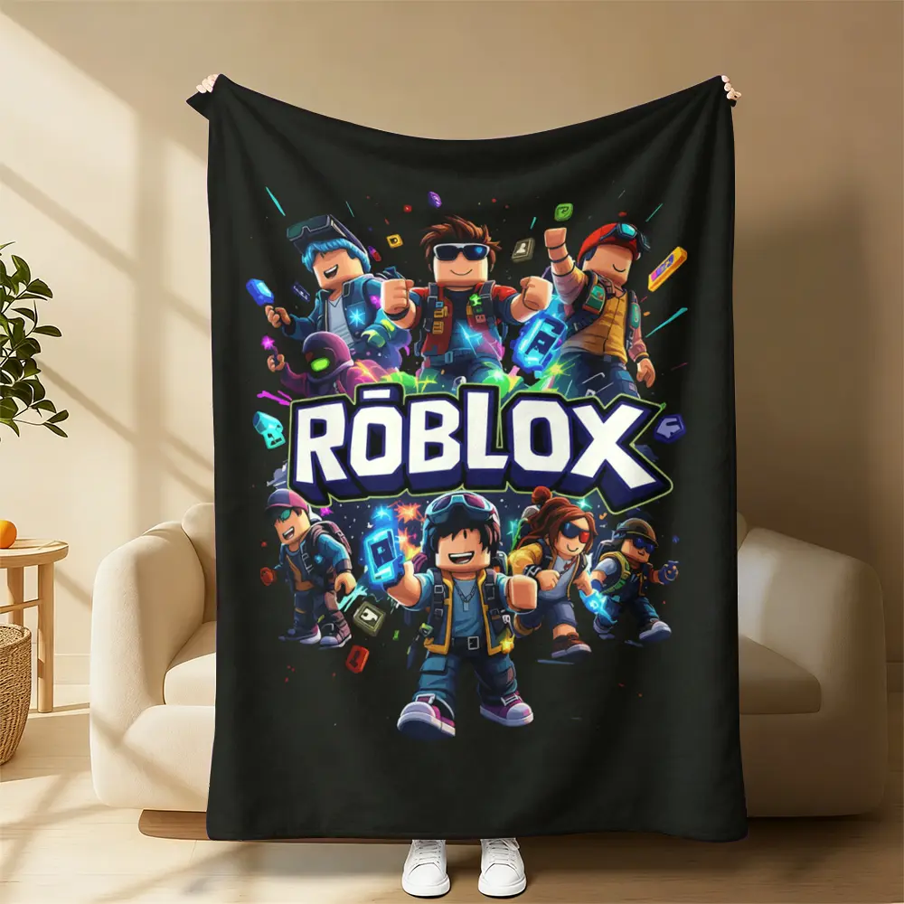 Roblox Trendy Comfortable Warm Durable Soft Blanket Ideal for Sofa Office Bed Camping Travel Perfect Holiday Gift All Season Warm Nap Blanket for Friends Parents Children