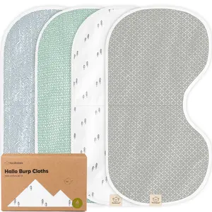 KeaBabies 4-Pack Baby Burp Cloths Baby Girl, Boy - Organic Cotton Burp Cloth, Extra Large, Absorbent, Soft Burping Cloths & Bibs Set for Babies, Newborn Burp Clothes, Thick Burp Rags
