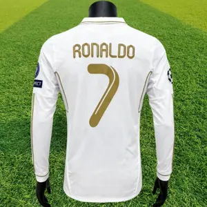1112 Home Edition Retro Ronaldo 7 Gold Trim Short Sleeve Football Soccer Jersey