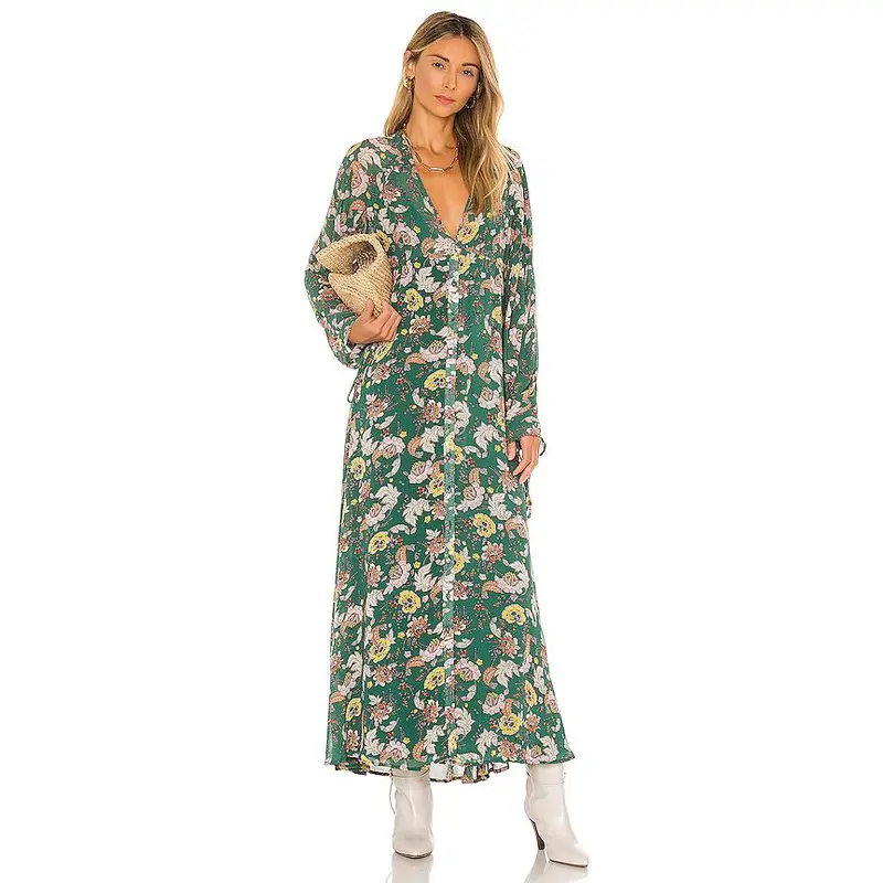 free people green long sleeve dress Free People Beach Long Sleeve Ribbed Knit Olive Green Midi Dress (Size XS) main image 1