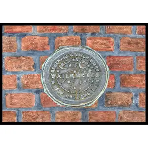 212 MAIN New Orleans Watermeter Brick-Design Floor Mat - 24x36 in, Fade-Resistant, Rubber-Backed Brick Block Doormat, Decorative Rubber-Coated Distinctive Design Mat for Home & Commercial Spaces, Brick Block Doormats, Decorative Rubber Doormats