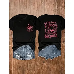 Skull Tee - Women’s Casual Crew Neck Top - Machine Washable