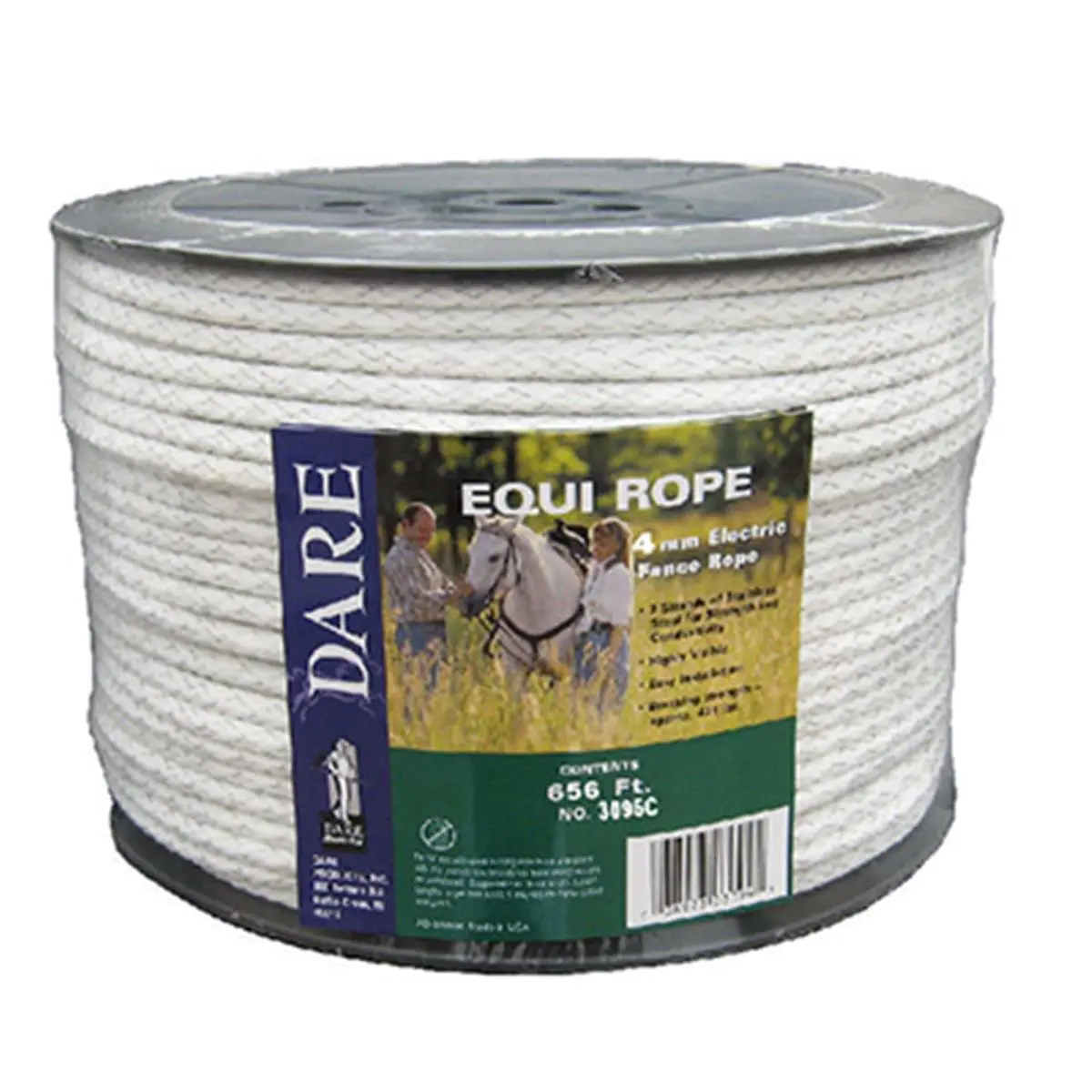 Equip-Rope Heavy-Duty Stainless Steel Polyethylene Braided Rope, 4 mm x 656 ft, White, for Home Improvement, Garden Supplies
