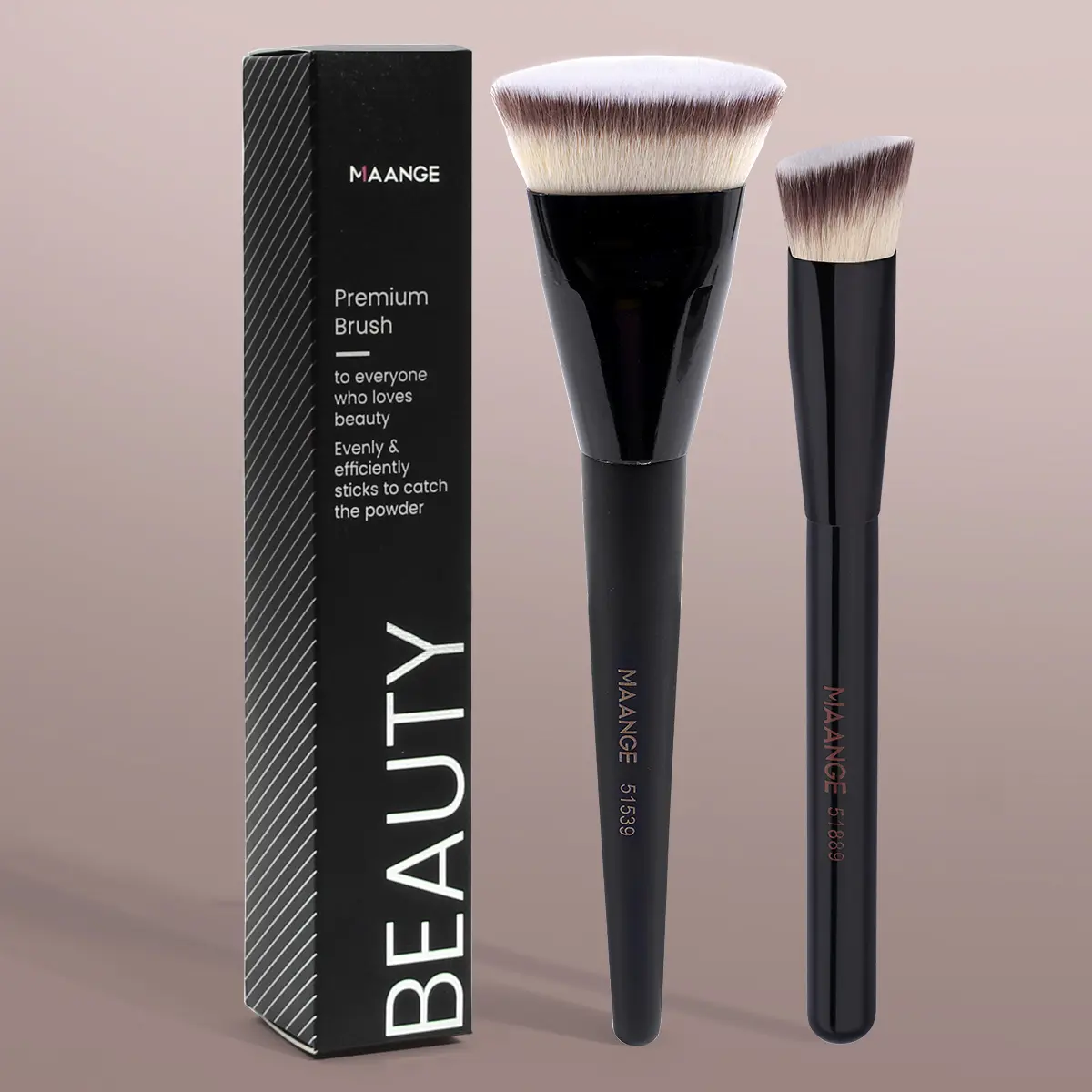 MAANGE 2pcs Facial Makeup Brush Set, Complexion Brush, Flat Head Foundation Brush, Triangle Brush, Concealer Brush, Beauty Tools, Makeup Accessories Gifts for Friends, Makeup Brushes Set