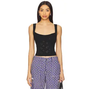Free People Full Bloom Eyelet Cami in Black