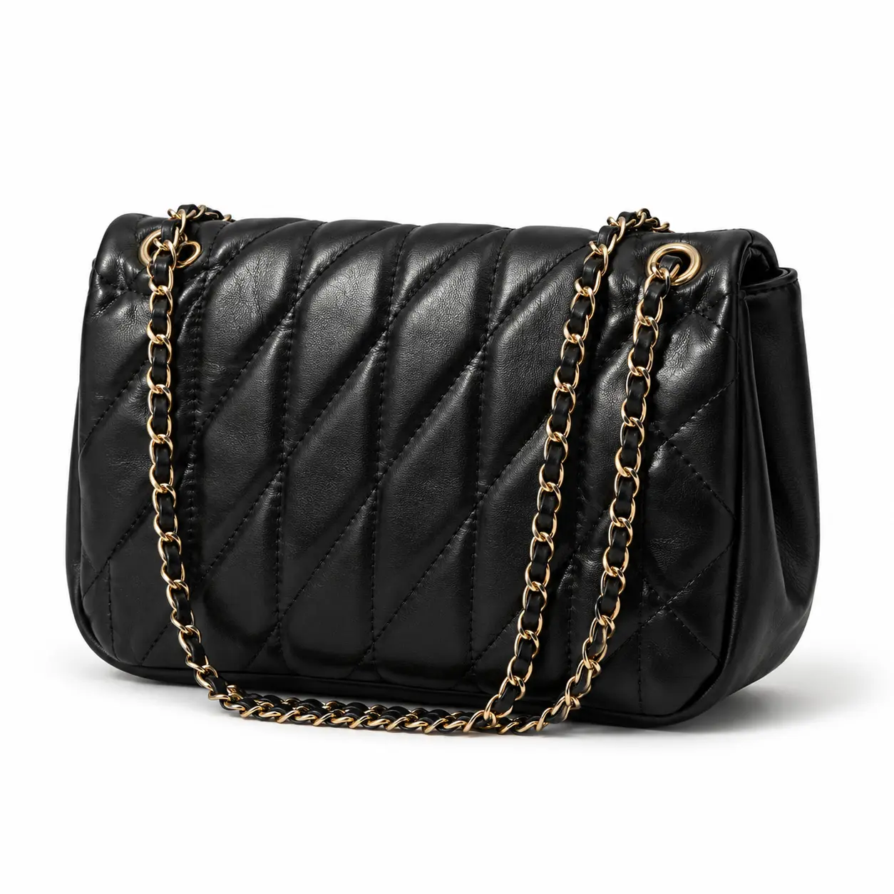 Quilted Chain Shoulder Bag for Women, Soft Padded Crossbody Purse with Gold-Tone Hardware, Spacious Flap Handbag for Daily Use