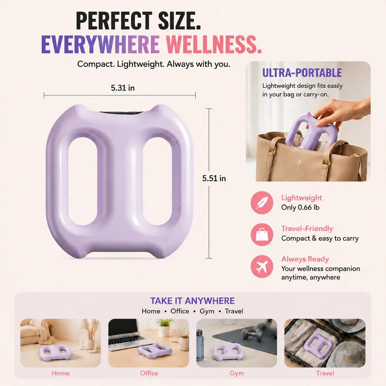 Pink Cordless Deep Tissue Percussion Massage Gun - Electric Dual-Ring Vibratory Back Massager, 3 Modes, 5 Intensity Levels, Belt-Included Handheld Full-Body Relaxation Device