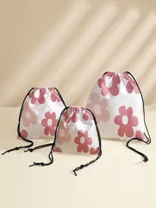 Floral Drawstring Bag, Multi-Purpose Storage Pouch, Portable Travel Dustproof Bag, Mommy Diaper Bag, Jewelry Cosmetic Gift Bag
