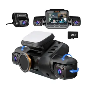 Dash Cam 4 Channel Front and Rear Inside, 360° Car Camera 4K UHD, Dash Camera for Cars Built-in Wi-Fi GPS, Dashcam Free 64GB Card, Voice Control, CPL Filter, WDR Night Vision, 24H Parking Mode(V8PLUS)