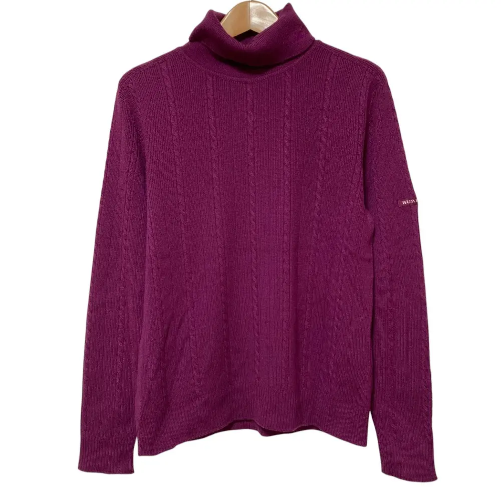 Pre-owned BURBERRY Wool Small Leather Goods Golf Turtleneck Knit Sweater