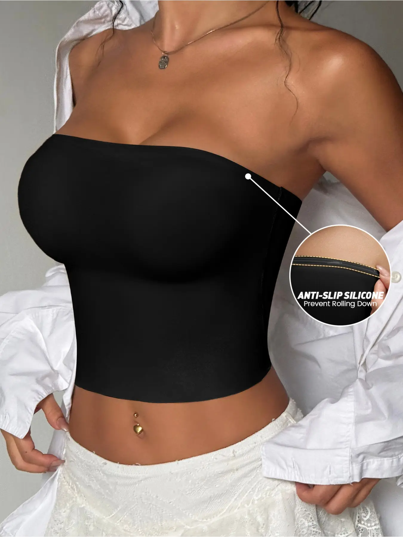 Women's Strapless Balconette Bra, Wireless Fitted Plunge Bra, Medium Support, Everyday, Backless, Unlined, Seamless, Casual All-Season Wear, Daily Home，tube top, Underwear