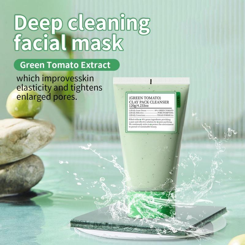 Green Tomato Pore Detox Clay Mask Cleanser, Pore Minimizing, Blackhead Care, Sebum Control, Exfoliation, Vegan, Face Wash, Sensitive Skin, Korean Skincare Facial Foam Cleansing preppy skincare fully  cleanser