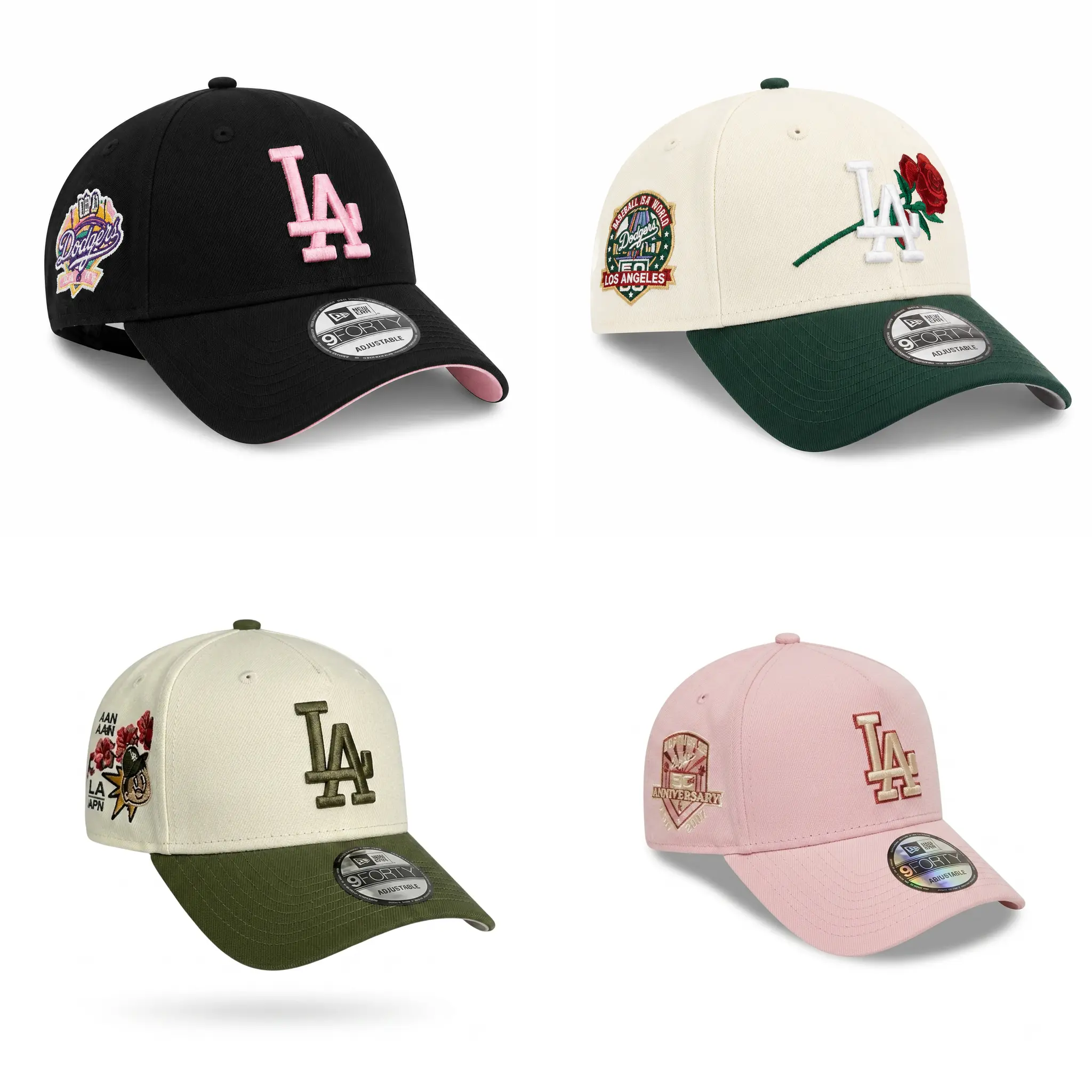 New Era 9FORTY MLB Los Angeles Dodgers Snapback Cap, Adjustable Curved Brim, Youthful Active Sportswear