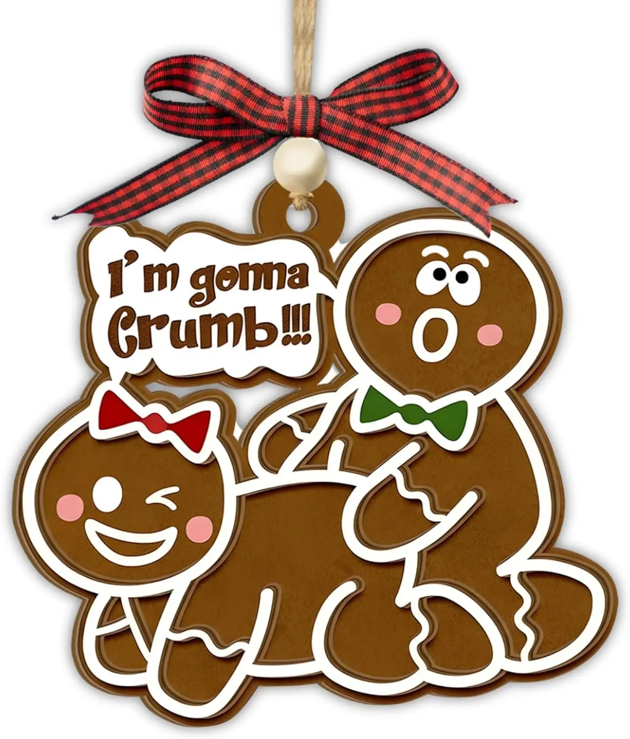 Lightweight Humorous Wood Christmas Tree Ornaments, F-Caw-F Chicken Ornaments, Trending White Elephant Gag Gifts, Unique for Chicken Lovers, Farmhouse Xmas Hanging Decorations (Gingerbread Couple)