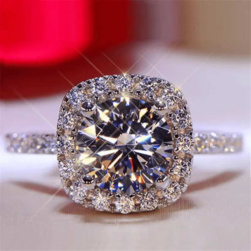 1 Piece Men's Square Artificial Diamond Ring, Zirconia Engagement Ring Men's Ring