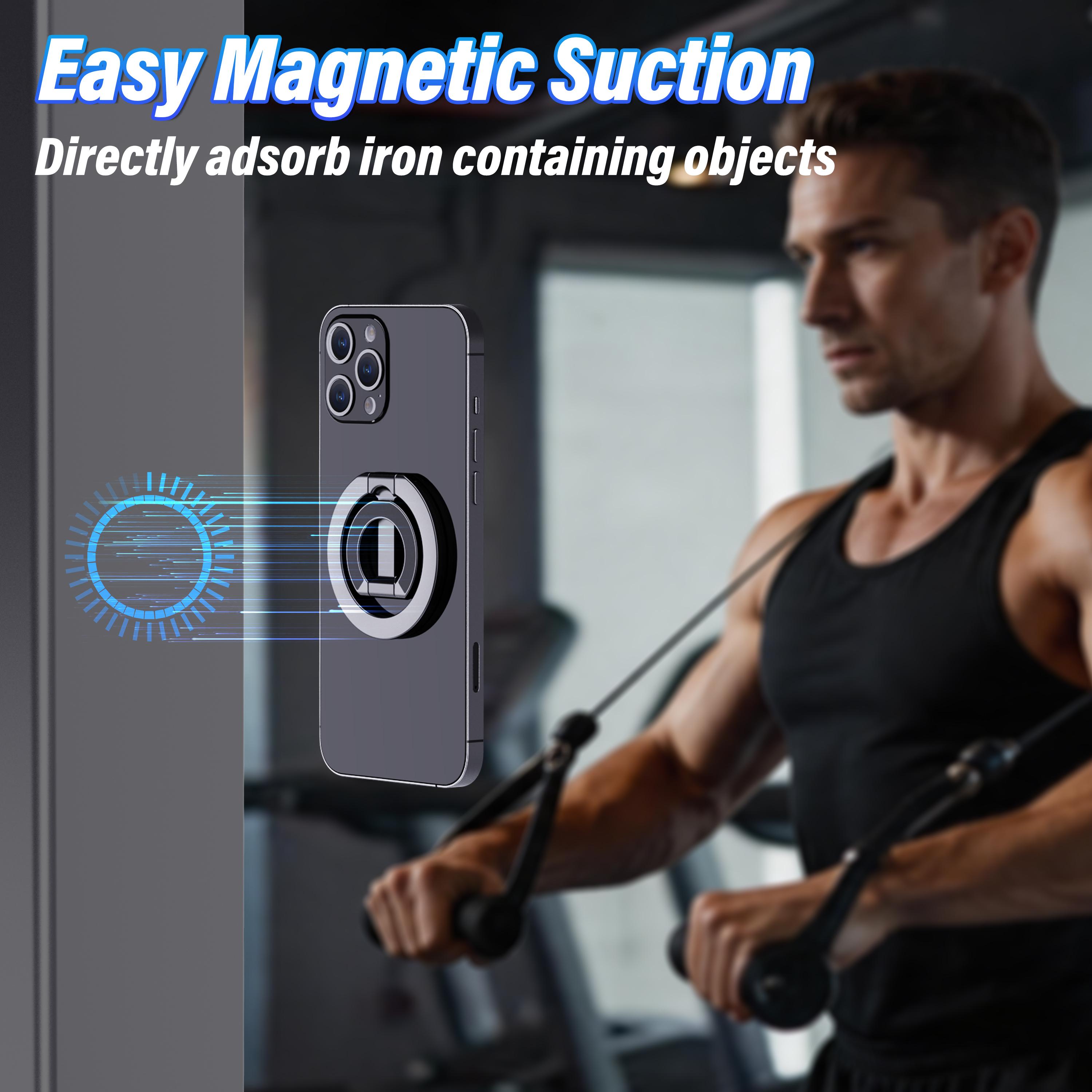 Dual Sided Magnetic Phone Ring Grip, Magnetic Phone Stand & Fold Kickstand Holder, Universal Finger Bracket Compatible with Car Mount for iPhone 17 16 15 14 13 Pro Max Plus