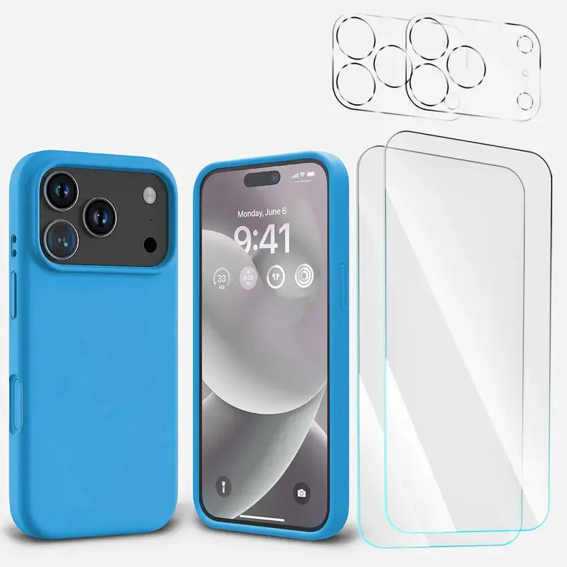 Entronix Bundle Compatible with iPhone 17 Pro Max - Liquid Silicone Case, 2 Clear Screen Protectors & 2 Camera Lens Protectors
