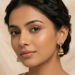 Small Lightweight Polki Jhumki Earrings for Daily Wear