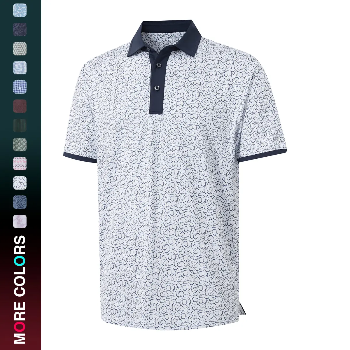 MAELREG Golf Polo Shirts for Men Dry Fit Performance Lightweight Printing Contrast Collar Mens Golf Shirts Short Sleeve Athletic Clothes Fitness Sport Top
