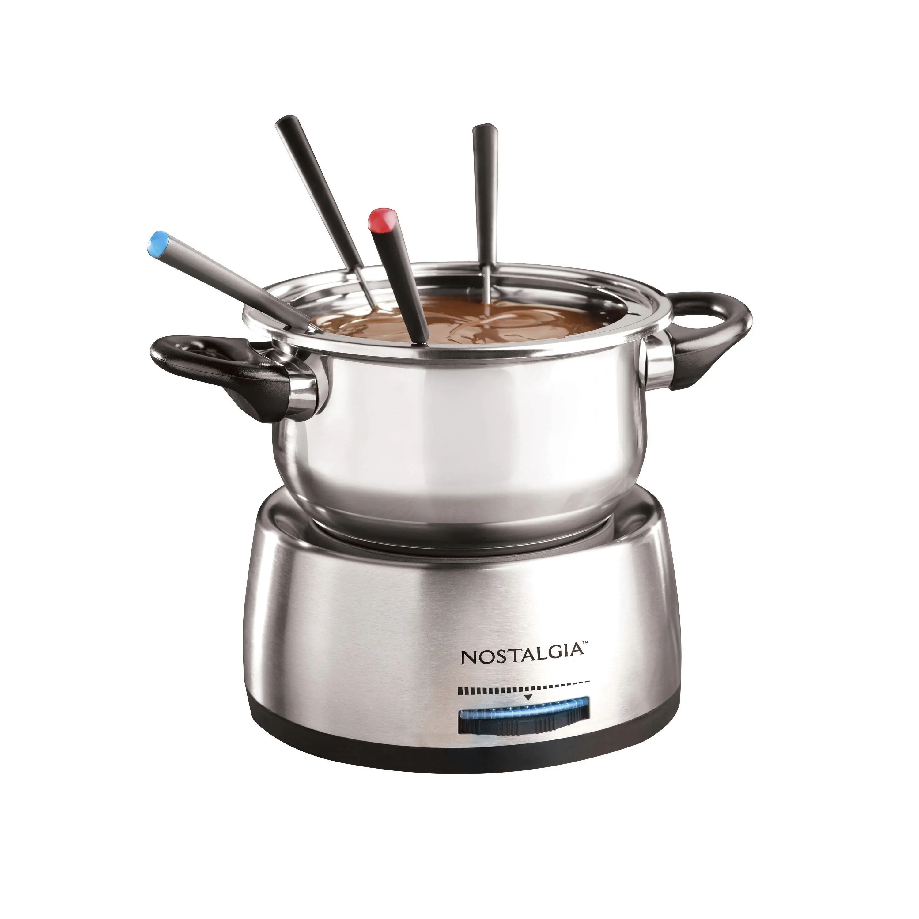 Nostalgia 6-Cup Stainless Steel Electric Chocolate & Cheese Fondue Pot with Temperature Control & Cool-Touch Handles for Special Events