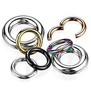 1 Pc 316L Surgical Steel Large Gauge Hinged Clicker Segment Rings Gauge (Thickness) 8GA (3mm) Length 9/16" (14mm) Color Steel Unique Jewelry Delicate Design Piercing For Women