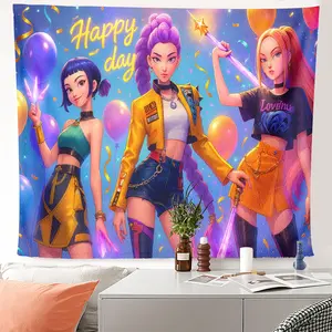 1pc Tapestry Anime Girls Party Theme Wall Decor for Bedroom Living Room Dorm - HD Printing Vibrant Colors Wall Hanging, Aesthetic Gift