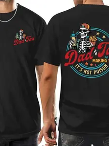 Father's Day Shirt, Humorous Tax Top, Casual Loose-Fit Short Sleeve, Cartoon Pattern, Comfortable Men's T-Shirt, All-Season Fashion, Casual Summer Clothing