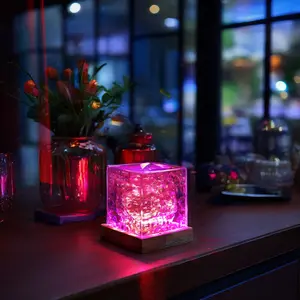 Luxury-inspired Water Ripple Projection Lamp Bedroom / Bar Counter Decorative Night Light Rechargeable Touch-Control Dimmable Ambient Light