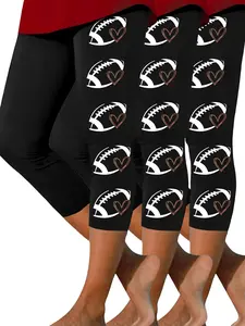Women's Sporty Casual Rugby Print Yoga Leggings, Scrunch Sports Leggings, Elastic Running Yoga Pants, Home Travel Wear, Spring Summer Fall