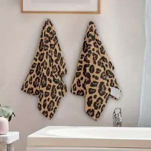 2pcs Ultra-Soft Leopard Print Hand Towels - 18x26 Inch, Absorbent & Decorative Kitchen and Bathroom Towels, Perfect for Gym, Spa, and Home Decor