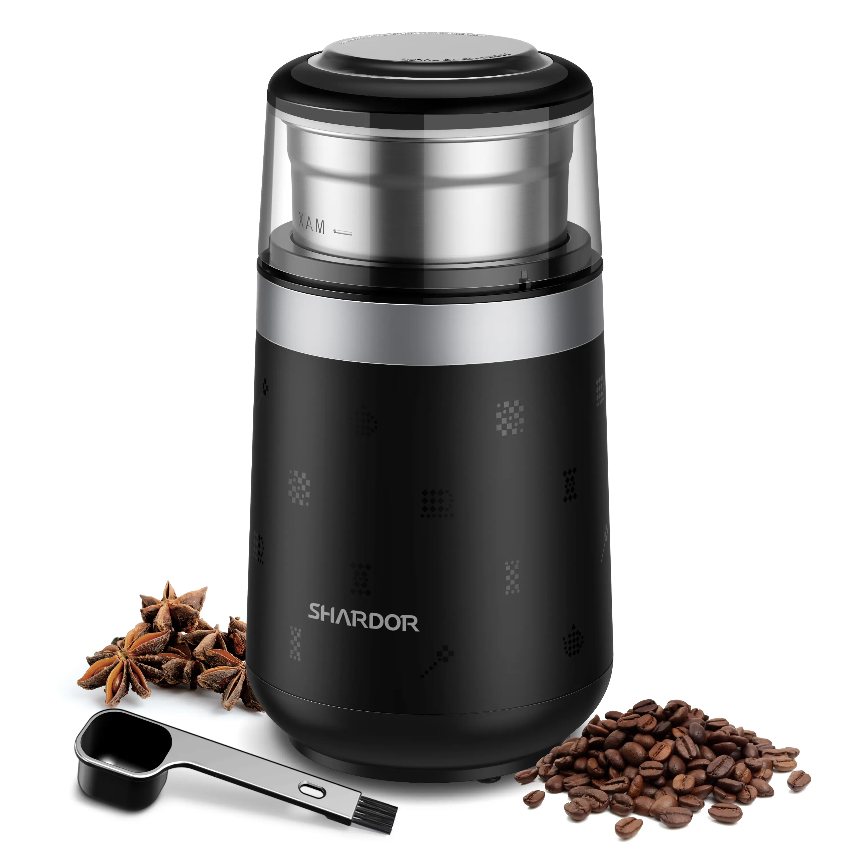 SHARDOR Adjustable Electric Coffee Grinder, Super Silent Coffee Bean Grinder with Time Memory Function, Multi-Functional Stainless Steel Bowl for Coffee Beans, Spices, Herbs & Nuts, Black