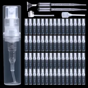 60-Pack 2ml Refillable Mini Perfume Atomizer Spray Bottles - Transparent Plastic Travel-Size Containers for Fragrance, Essential Oils (Bulk Fashion Accessory Set)