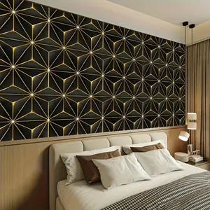 3D Gold Modern Geometric Waterproof Self-Adhesive Wallpaper, Removable Wall Decal, Living Room Bedroom Decor, Home Office Upgrade