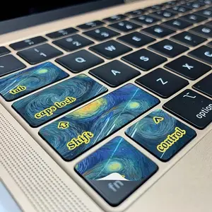 Star Pattern Retro Hand-Drawn Floral Design Sticker, Suitable for Macbook Air Keyboard Key Covers, Unique Laptop Accessories