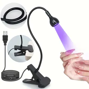 USB-Rechargeable Nail Lamp — Clip-On Design, 360° Adjustable, Compact — Ideal for Gel Manicures and Pedicures at Home or in a Salon, Gel Curing Lamp, Gel Polish Dryer, Nail Curing Light