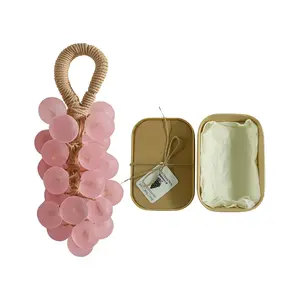 Peach Round Grape Soap, Handmade DIY Crystal Grape Cluster Soap, Transparent Jewel Soap Gift Set, Gentle Cleansing for Hand Care, Decorative Bathroom Gift Box