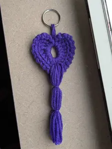 Homemade Domestic Violence Awareness Crochet Heart Keychain