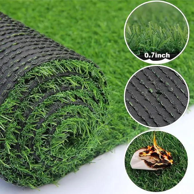 0.7in Durable Permeable Artificial Turf Mat Pad - Water-Resistant Synthetic Grass, Easy-to-Clean Plant Decor for Indoor Home Use