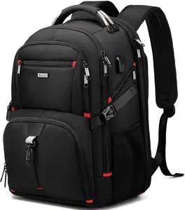 50L Travel Laptop Backpack for Men Women, Extra Large Heavy Duty Big Carry on Backpack for Weekend Airline Approved Fits 17 Inch Computer, Black